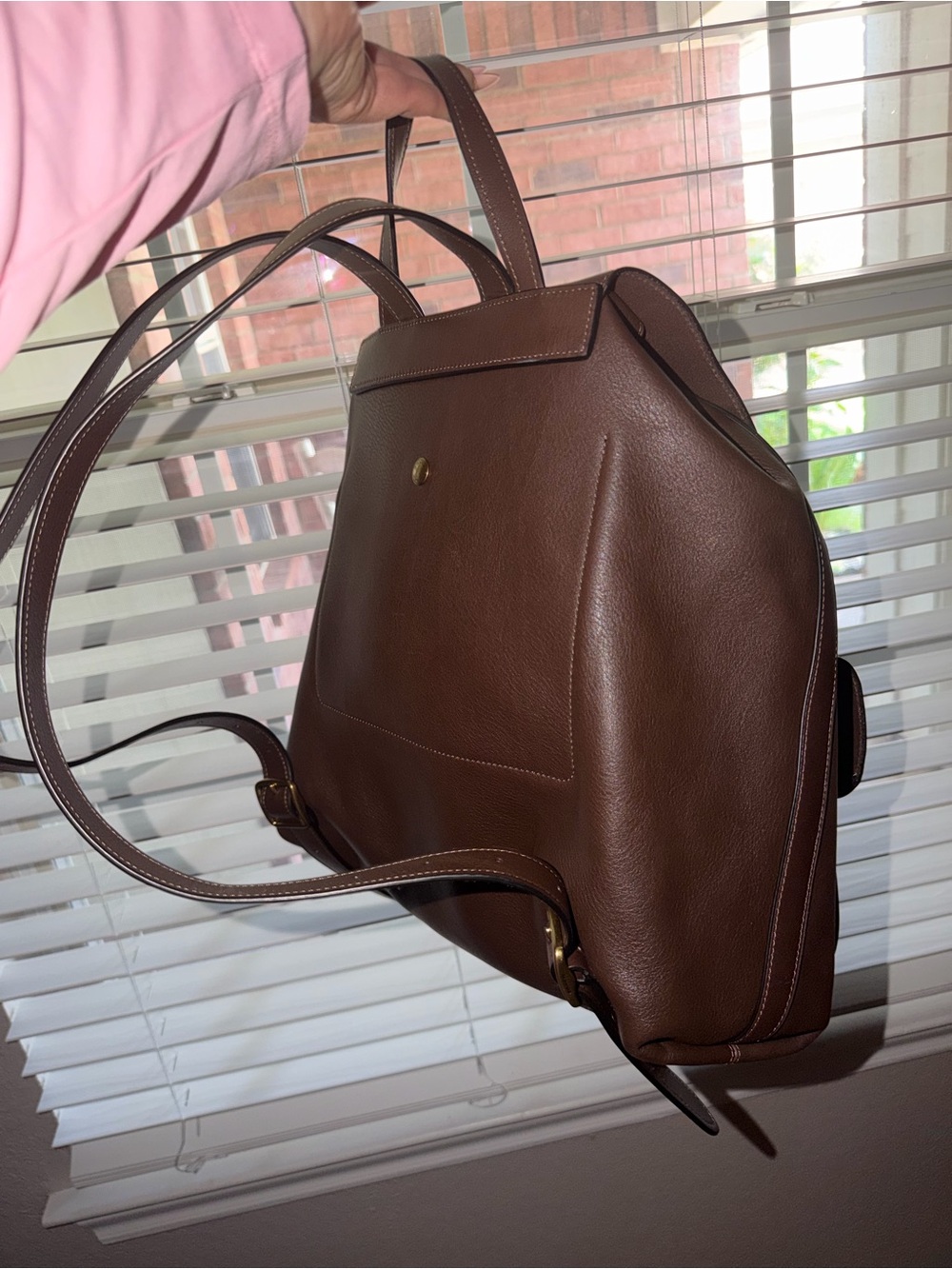 Coach Chocolate Brown Leather Backpack With Flap - Picture 2 of 3